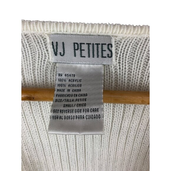 VJ Petites Womens Acrylic Ribbed Zip Cardigan Sweater With Pockets Small Made In - Picture 6 of 6